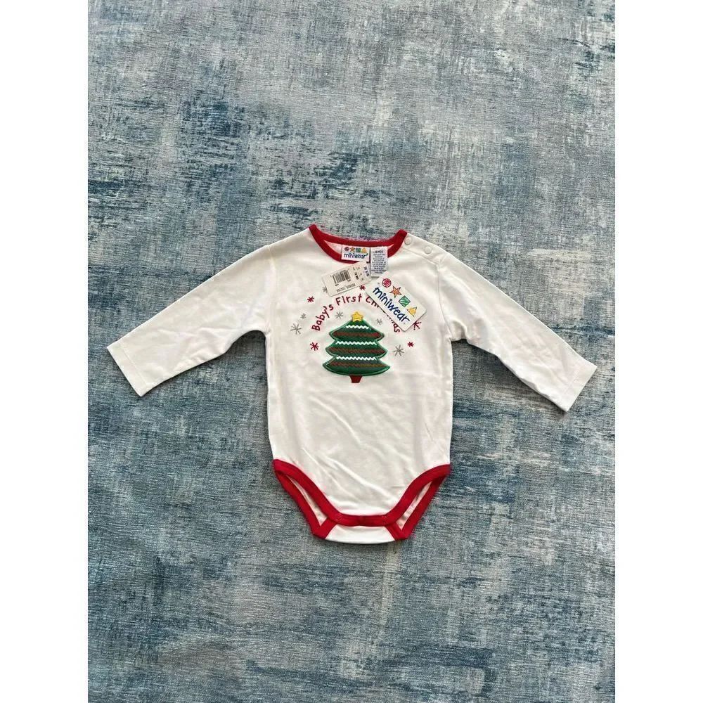NWT! Miniwear Embroidered Christmas Long Sleeve Bodysuit 18 Months